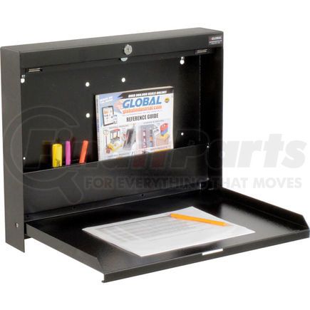 319390 by GLOBAL INDUSTRIAL - Global Industrial&#153; Folding Wall Mount Shop Desk with Lock 20"W x 3-3/8"D x 16-3/8"H - Black