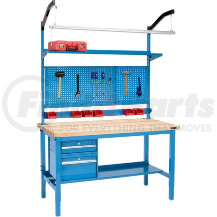319340BL by GLOBAL INDUSTRIAL - Global Industrial&#153; 72"W x 36"D Production Workbench - Maple Square Edge Complete Bench - Blue