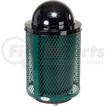 261948GND by GLOBAL INDUSTRIAL - Global Industrial&#153; Outdoor Diamond Steel Trash Can With Dome Lid & Base, 36 Gallon, Green