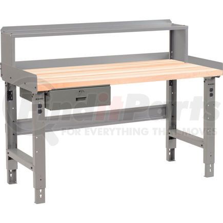 318752 by GLOBAL INDUSTRIAL - Global Industrial&#153; 72 x 36 Adj Height Workbench w/Drawer & Riser, Maple Square Edge Top - Gray