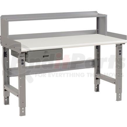 318724 by GLOBAL INDUSTRIAL - Global Industrial&#153; 72 x 30 Adj Height Workbench w/Drawer & Riser, Laminate Safety Top - Gray