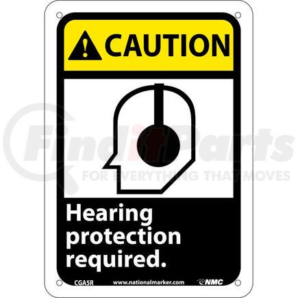 CGA5R by NATIONAL MARKER COMPANY - Graphic Signs - Caution Hearing Protection - Plastic 7"W X 10"H
