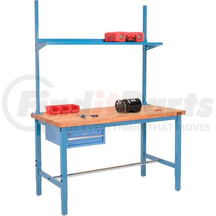 318985BL by GLOBAL INDUSTRIAL - Global Industrial&#153; 72x36 Production Workbench Maple Square Edge - Drawer, Upright & Shelf-BL