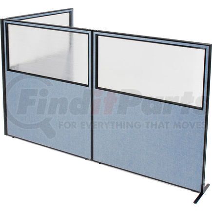 695118BL by GLOBAL INDUSTRIAL - Interion&#174; Freestanding 3-Panel Corner Room Divider w/Partial Window 60-1/4"W x 72"H Panels Blue