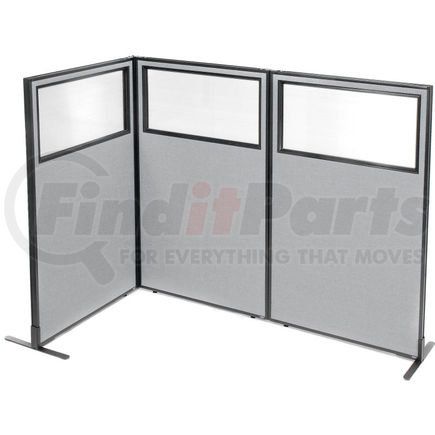 695044GY by GLOBAL INDUSTRIAL - Interion&#174; Freestanding 3-Panel Corner Room Divider w/Partial Window 36-1/4"W x 60"H Panels Gray