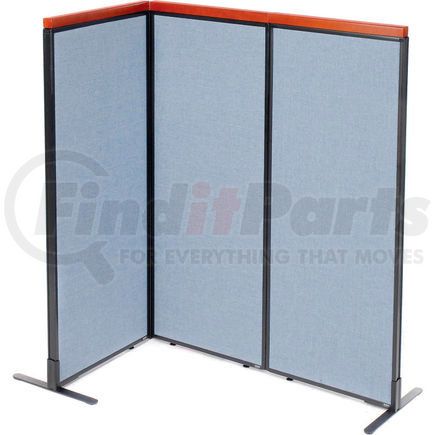 695088BL by GLOBAL INDUSTRIAL - Interion&#174; Deluxe Freestanding 3-Panel Corner Room Divider, 24-1/4"W x 61-1/2"H Panels, Blue