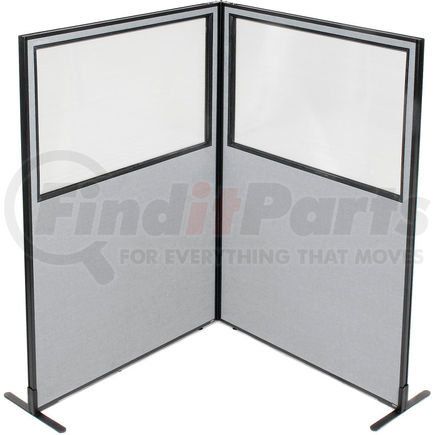 695026GY by GLOBAL INDUSTRIAL - Interion&#174; Freestanding 2-Panel Corner Room Divider w/Partial Window 48-1/4"W x 72"H Panels Gray