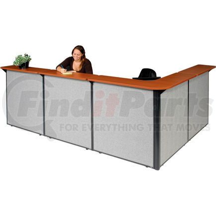 249011CG by GLOBAL INDUSTRIAL - Interion&#174; L-Shaped Reception Station, 116"W x 80"D x 44"H, Cherry Counter, Gray Panel