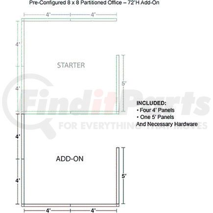 236654BL by GLOBAL INDUSTRIAL - Interion&#174; Pre-Configured Office Cubicle - 8'W x 8'D x 72"H - Add-On Kit - Blue