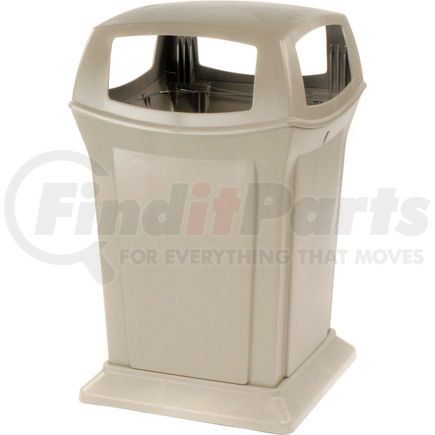 FG917388BEIG by RUBBERMAID - Rubbermaid&#174; Plastic Square 4 Openings Trash Can, 45 Gallon, Beige
