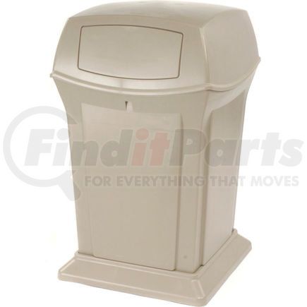FG917188BEIG by RUBBERMAID - Rubbermaid&#174; Plastic Square 2 Door Trash Can, 45 Gallon, Beige
