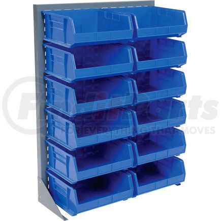 550168BL by GLOBAL INDUSTRIAL - Global Industrial&#153; Singled Sided Louvered Bin Rack 35 x 15 x 50 - 12 Blue Premium Stacking Bins