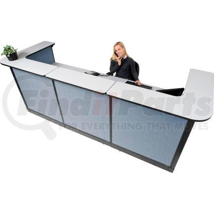 249010NGB by GLOBAL INDUSTRIAL - Interion&#174; U-Shaped Reception Station w/Raceway 124"W x 44"D x 46"H Gray Counter Blue Panel