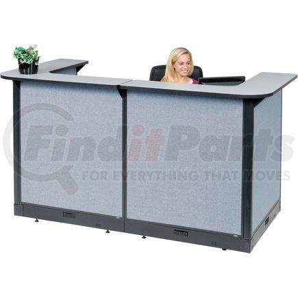 249008EGB by GLOBAL INDUSTRIAL - Interion&#174; U-Shaped Electric Reception Station, 88"W x 44"D x 46"H, Gray Counter, Blue Panel