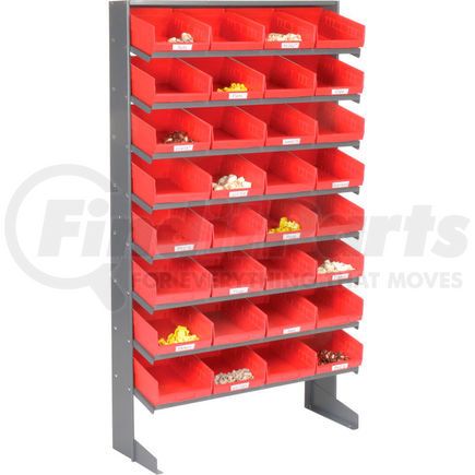 603425RD by GLOBAL INDUSTRIAL - Global Industrial&#153; 8 Shelf Floor Pick Rack - 32 Red Plastic Shelf Bins 8 Inch Wide 33x12x61