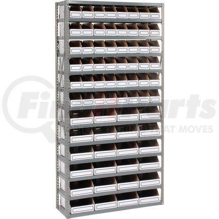 235008 by GLOBAL INDUSTRIAL - Global Industrial&#153; Steel Open Shelving with 72 Corrugated Shelf Bins 13 Shelves - 36x18x73