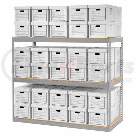 130101 by GLOBAL INDUSTRIAL - Global Industrial&#8482; Record Storage Rack With Boxes 72"W x 30"D x 60"H - Gray