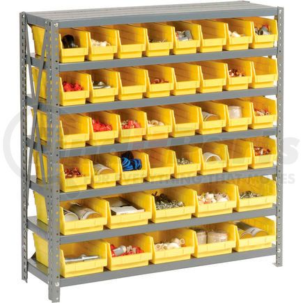 603432YL by GLOBAL INDUSTRIAL - Global Industrial&#153; Steel Shelving - Total 42 4"H Plastic Shelf Bins Yellow, 36x12x39-7 Shelves