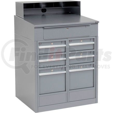 237404 by GLOBAL INDUSTRIAL - Global Industrial&#153; Cabinet Shop Desk - 7 Drawers & Pigeonhole Riser 34-1/2 x 30 x 51-1/2 - Gray