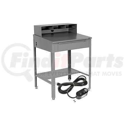 254635GYKIT by GLOBAL INDUSTRIAL - Global Industrial&#153; Shop Desk - Pigeonhole Riser & Outlets 34-1/2 x 30 x 38 Sloped Surface Gray