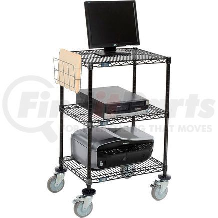 695358BK by GLOBAL INDUSTRIAL - Nexel&#153; 3-Shelf Mobile Wire Printer Stand with Document Holder, 24"W x 18"D x 40"H, Black