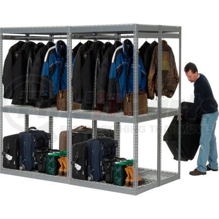 796549 by GLOBAL INDUSTRIAL - Global Industrial&#8482; Boltless Luggage Garment Double Rack - 96"W x 48"D x 84"H