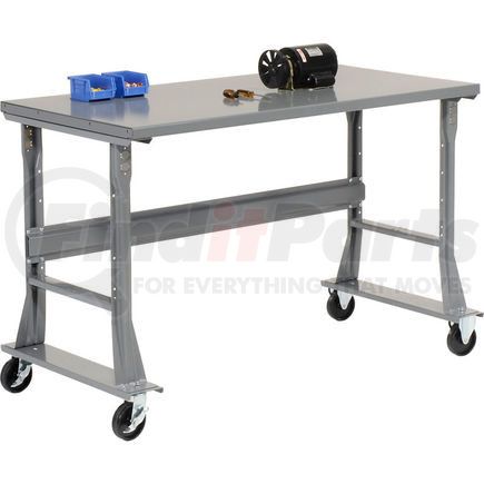 183402A by GLOBAL INDUSTRIAL - Global Industrial&#153; 48 x 36 Mobile Fixed Height C-Channel Flared Leg Workbench - Steel - Gray
