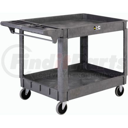 242081 by GLOBAL INDUSTRIAL - Global Industrial&#153; Deluxe Tray Top Plastic Utility Cart, 2 Shelf, 46"Lx25"W, 5" Casters, Gray