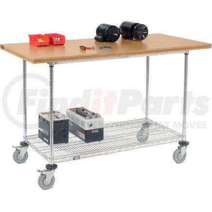 252323 by GLOBAL INDUSTRIAL - Global Industrial&#153; 60"W x 30"D Mobile Workbench with Wire Rack - Shop Top Square Edge