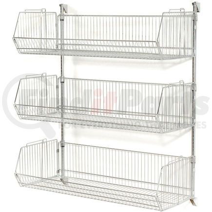 798315 by GLOBAL INDUSTRIAL - Wall Mount Basket Kit 36"W x 20"D x 9"H (3 Basket) Chrome