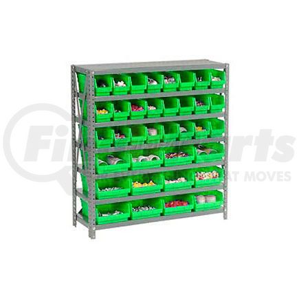 603433GN by GLOBAL INDUSTRIAL - Global Industrial&#153; Steel Shelving - Total 36 4"H Plastic Shelf Bins Green, 36x12x39-7 Shelves