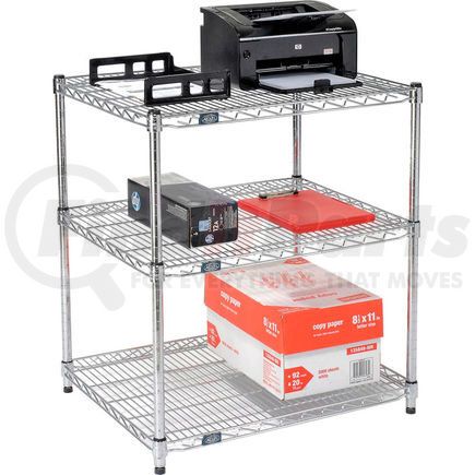 500597 by GLOBAL INDUSTRIAL - Nexel&#153; 3-Shelf Wire Printer Stand, 30"W x 24"D x 34"H, Chrome