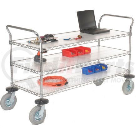 188790 by GLOBAL INDUSTRIAL - Nexel&#174; Chrome Wire Shelf Instrument Cart 60x24 3 Shelves 1200 Lb. Capacity