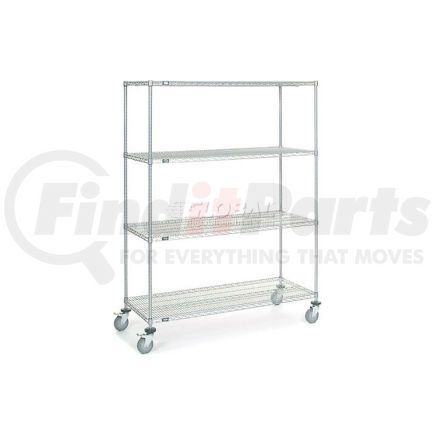 168228B by GLOBAL INDUSTRIAL - Nexel&#174; Chrome Wire Shelf Truck 60x24x80 1200 Pound Capacity with Brakes