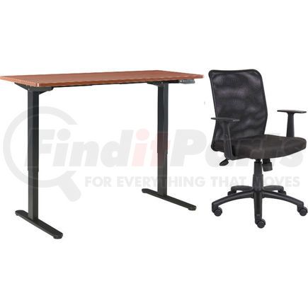 695781CH-B by GLOBAL INDUSTRIAL - Interion&#174; Height Adjustable Table with Chair Bundle - 72"W x 30"D - Cherry w/ Black Base