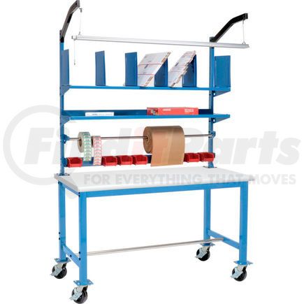 412462A by GLOBAL INDUSTRIAL - Mobile Packing Workbench ESD Safety Edge - 60 x 36 with Riser Kit