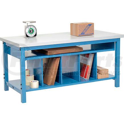 412465 by GLOBAL INDUSTRIAL - Packing Workbench Plastic Square Edge - 72 x 36 with Lower Shelf Kit