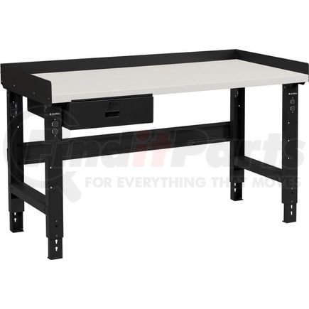 601421ABK by GLOBAL INDUSTRIAL - Global Industrial&#153; 60 x 30 Adj Height Workbench w/Drawer, Black- Plastic Laminate Square Top