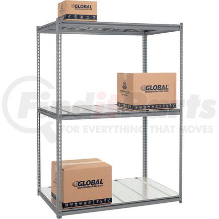 580941GY by GLOBAL INDUSTRIAL - Global Industrial&#153; High Cap. Starter Rack 60Wx24Dx96H 3 Level Steel Deck 1300lb Per Shelf GRY