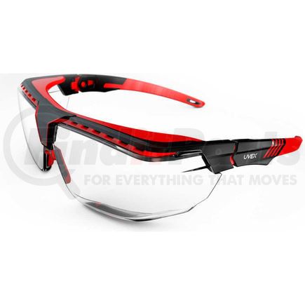 S3851 by NORTH SAFETY - Uvex&#174; Avatar S3851 OTG Safety Glasses, Black & Red Frame, Clear Lens, Scratch-Resistant