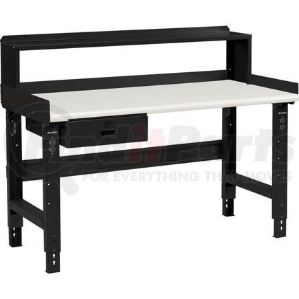 183990BBK by GLOBAL INDUSTRIAL - Global Industrial&#153; 60 x 30 Adj Height Workbench w/Drawer&Riser, BK- Plastic Laminate Safety Top