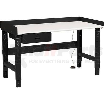 250225ABK by GLOBAL INDUSTRIAL - Global Industrial&#153; 60 x 30 Adj Height Workbench w/Drawer, Black- ESD Safety Edge Top