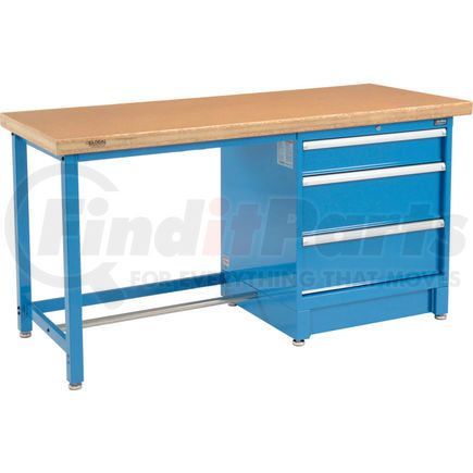 711150 by GLOBAL INDUSTRIAL - Global Industrial&#153; 72"W x 30"D Modular Workbench with 3 Drawers - Shop Top Safety Edge - Blue