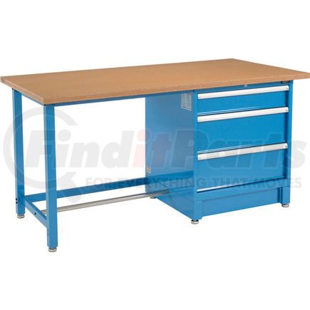 711151 by GLOBAL INDUSTRIAL - Global Industrial&#153; 72"W x 30"D Modular Workbench with 3 Drawers - Shop Top Square Edge - Blue