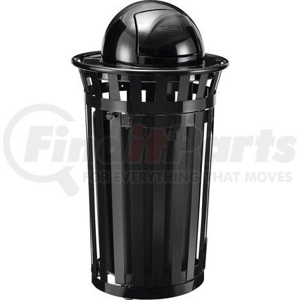 261945BK by GLOBAL INDUSTRIAL - Global Industrial&#153; Outdoor Slatted Steel Trash Can W/Access Door & Dome Lid, 36 Gallon, Black