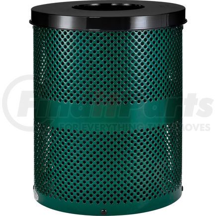 261925GN by GLOBAL INDUSTRIAL - Global Industrial&#153; Outdoor Perforated Steel Trash Can With Flat Lid, 36 Gallon, Green