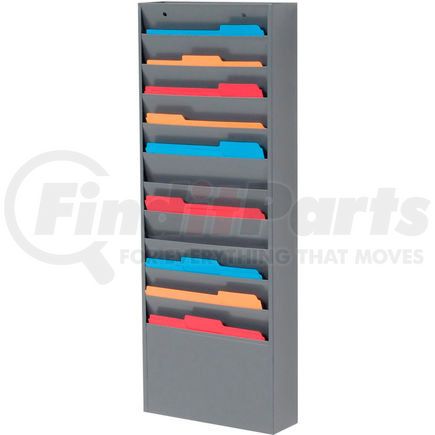 806405 by GLOBAL INDUSTRIAL - Global Industrial&#8482; 11 Pockets - Medical Chart Hanging Wall File Holder - Gray