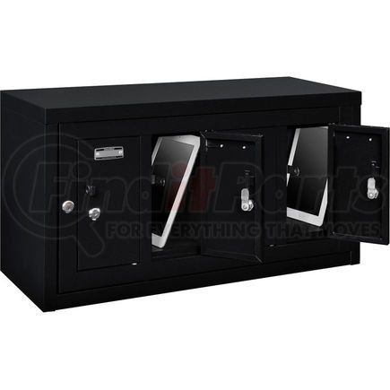 493329BK by GLOBAL INDUSTRIAL - Global Industrial&#153; 4 Door Device Locker W/Key Lock, 28-1/2"Wx11-1/4"Dx15-5/8"H, Black,Assembled