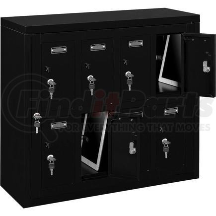 493330BK by GLOBAL INDUSTRIAL - Global Industrial&#153; 8 Door Device Locker W/Key Lock, 28-1/2"Wx11-1/4"Dx26-3/4"H, Black,Assembled