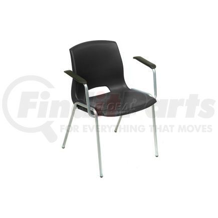 921397BK by GLOBAL INDUSTRIAL - Interion&#174; Merion Collection Stacking Chair With Mid Back Fixed Arms, Plastic, Black